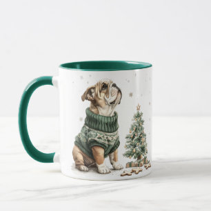 Taza Árbol de Navidad Bulldog inglés para navidades