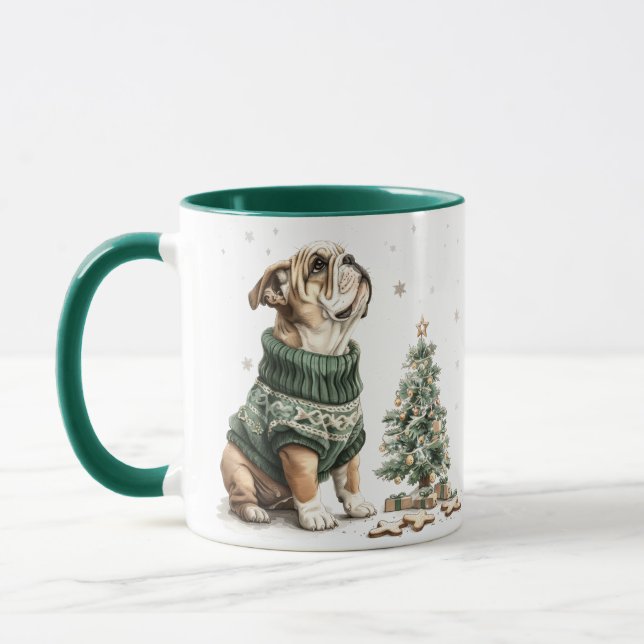 Taza Árbol de Navidad Bulldog inglés para navidades (Izquierda)