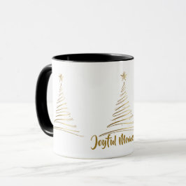 Taza Árbol de Navidad con arte de línea dorada