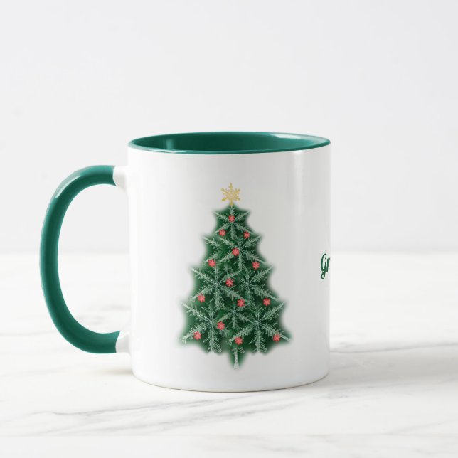 Taza Árbol de Navidad con copo de nieve Mug personaliza (Izquierda)