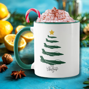 Taza Árbol de Navidad de Aviones Militares Aviación WW2