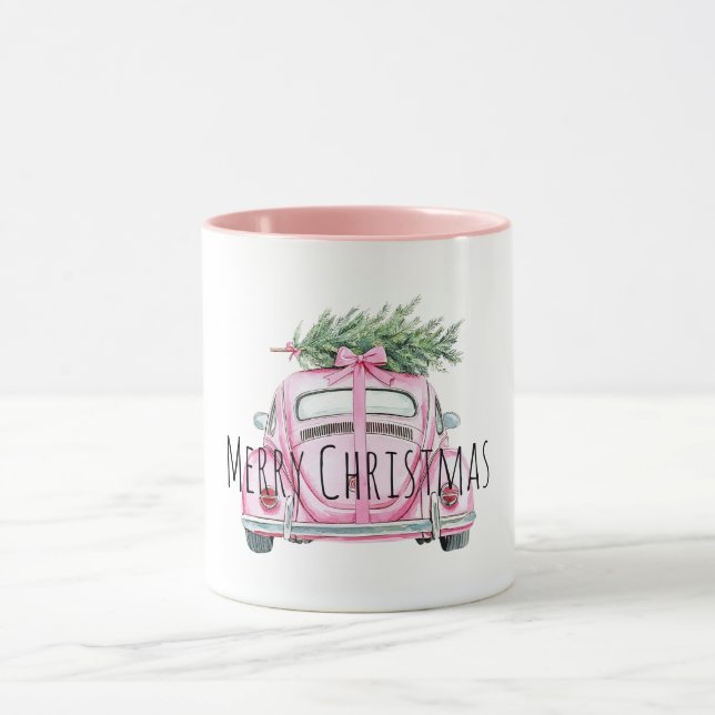 Taza Árbol de Navidad de Coche Rosa (Centro)