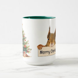Taza Árbol de navidad de la ardilla navideña de Feliz