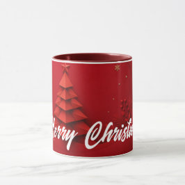 Taza Árbol de Navidad de Papel Fondo Rojo