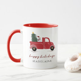 Taza Árbol de navidad del camión rojo Nieve hombre nomb