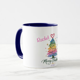 Taza Árbol de Navidad Dibujado con Arcoíris