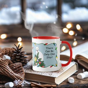 Taza Árbol de Navidad Divertido y Festivo Gato Blanco D