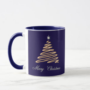 Taza Árbol de Navidad dorado con Feliz Navidad