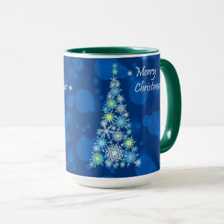 Taza Árbol de Navidad hecho de copos de nieve.