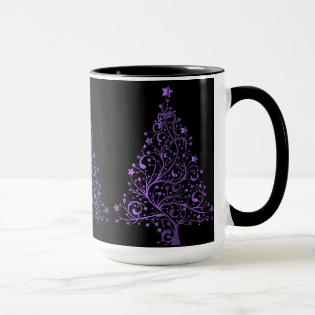 Taza Árbol de Navidad Negro Metálico Purple Elegante br (Derecha)
