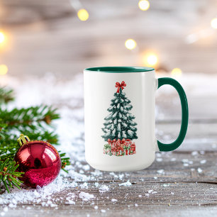 Taza Árbol de Navidad nevado y lindo verde