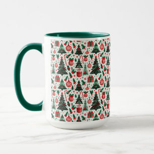 Taza árbol de Navidad, regalos, bastón de caramelo