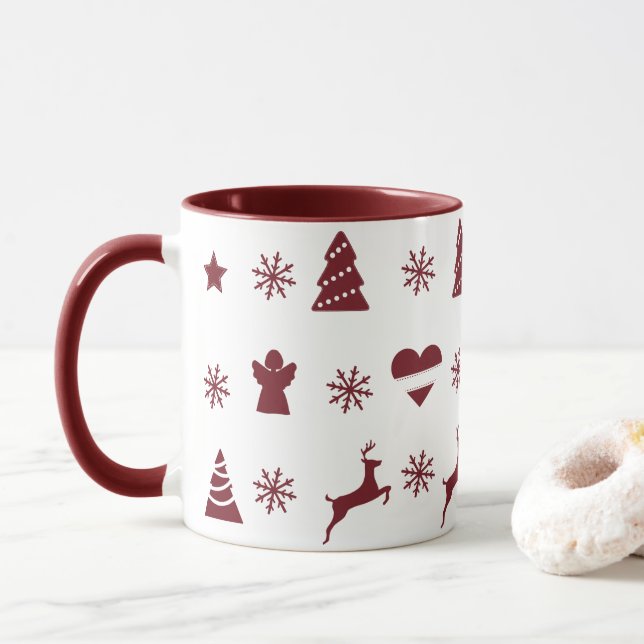 Taza Árbol de Navidad, renos, ángeles y nieve (Con donut)
