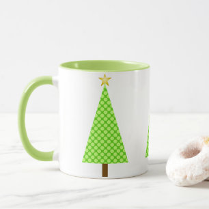 Taza Árbol de Navidad Retro Moderno con Lunares Verde L