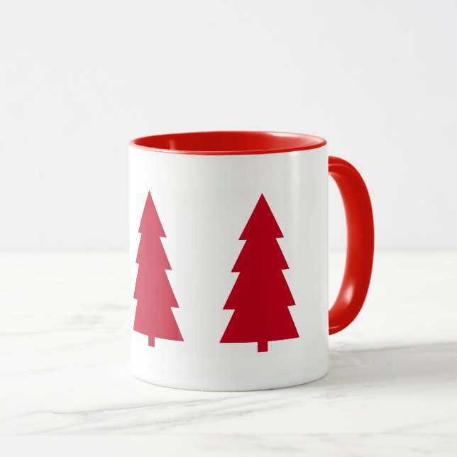 Taza Árbol de Navidad Rojo Simple Mínimo (Anverso derecho)