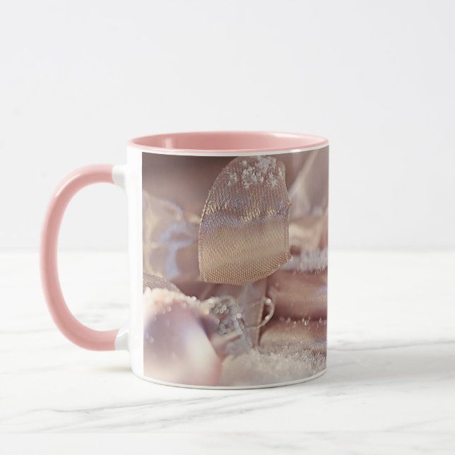 Taza Árbol de Navidad rosa brillante y velas de Navidad (Izquierda)