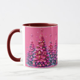 Taza Árbol de Navidad Rosa Estética Elegante y Moderna
