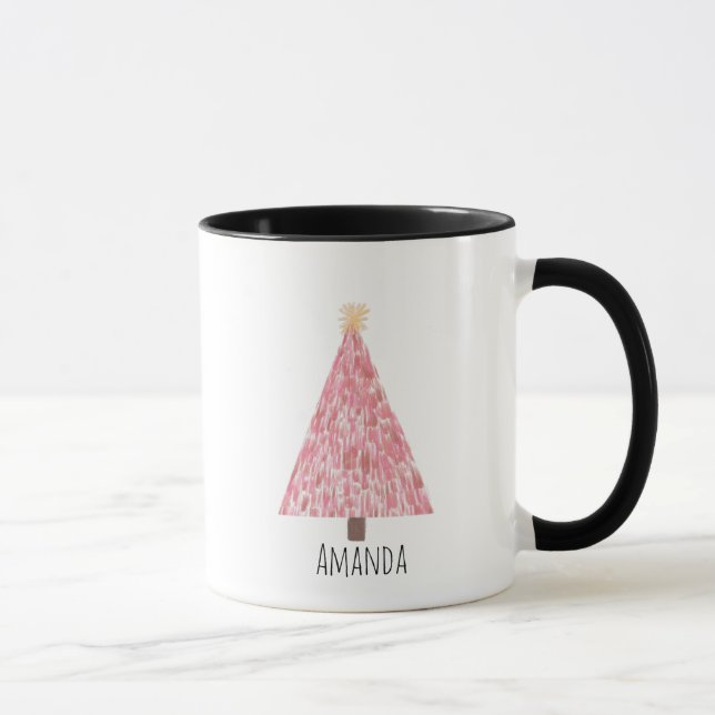 Taza Árbol de navidad rosa moderno (Derecha)