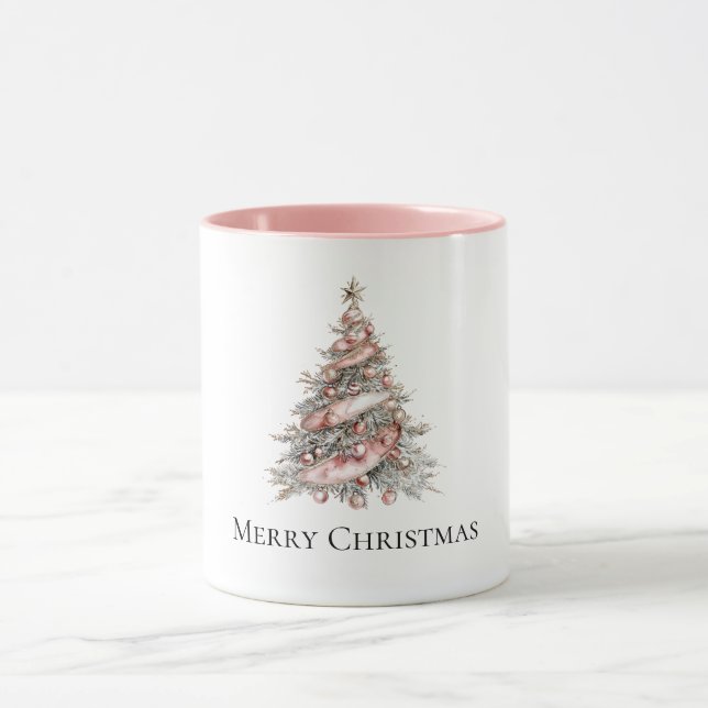 Taza Árbol de Navidad rosa rosado y dorado Rosa (Centro)