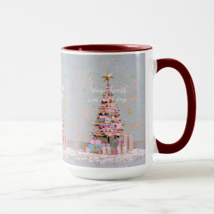 Taza Árbol de Navidad rosa y dorado Impasto