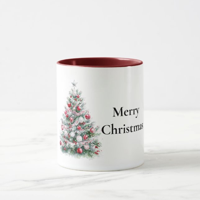 Taza Árbol de Navidad Verde de menta blanca roja (Centro)