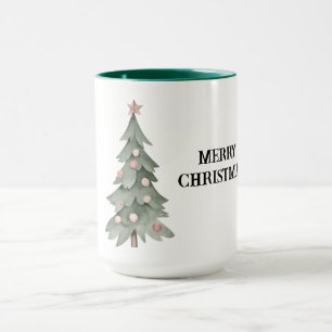 Taza Árbol de Navidad verde rosa Rubor con estrella