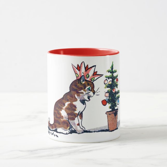Taza Árbol de Navidad y gatitos, Louis Wain (Centro)