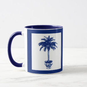 Taza Árbol de palmeras potentes - azul marino y blanco