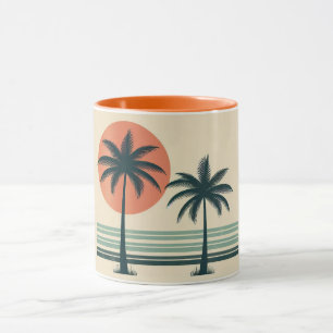 Taza Árbol de palmeras tropicales retro/vintage
