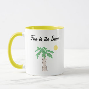 Taza Árbol de palmeras y Personalizado de playa, isla d