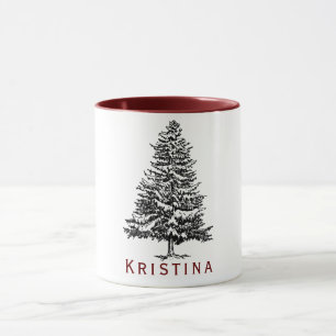 Taza Árbol de pino con nombre