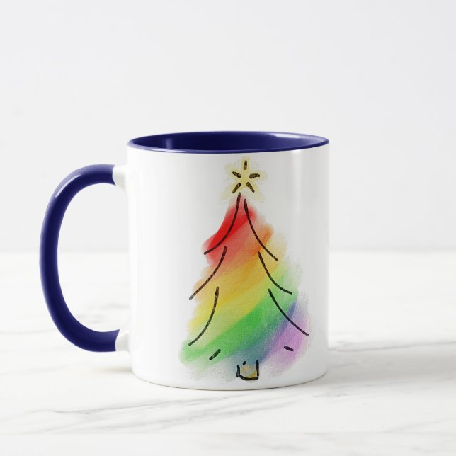 Taza Árbol de vacaciones con arco iris (Izquierda)
