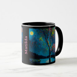 Taza Árbol del río de la Luna mágica en estilo de pintu