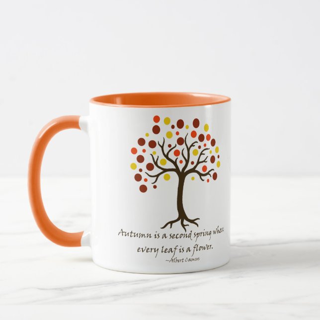Taza Árbol otoñal estilizado; otoño es una segunda prim (Izquierda)