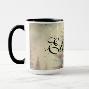 Taza Árbol y ornamentos navideños de color de agua vint