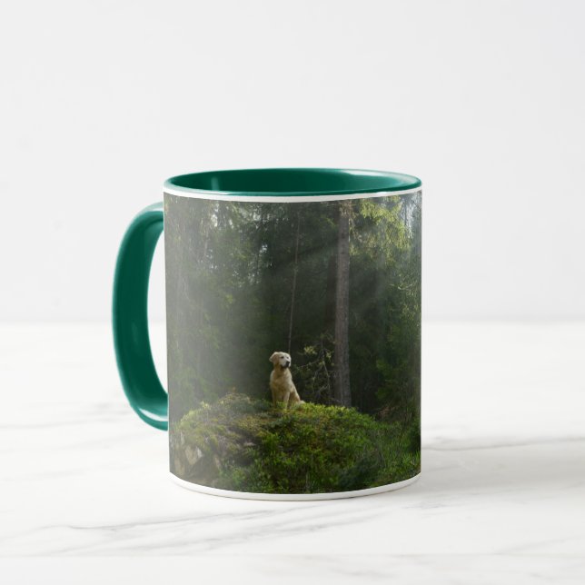 Taza Arbolado del pino del perro el | del golden (Anverso izquierdo)