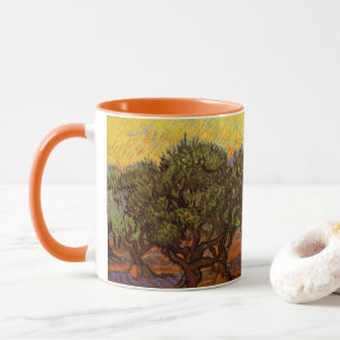 Taza Arboleda de olivos, cielo anaranjado de Vincent va