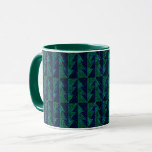 Taza Árboles de Navidad azules y verdes.