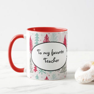 Taza Árboles de Navidad dibujados a mano Evergreen Pine