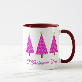 Taza Árboles de Navidad Purple Paisley Retro Moderno