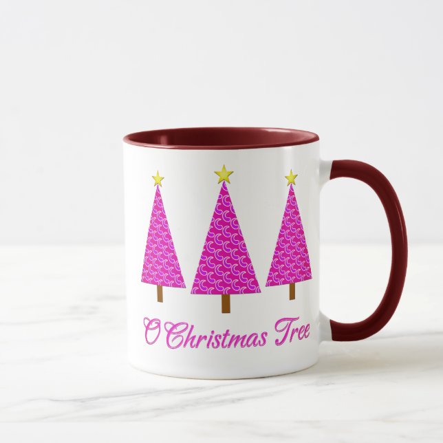 Taza Árboles de Navidad Purple Paisley Retro Moderno (Derecha)