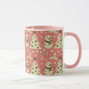 Taza Árboles de Navidad retro estrella de berry caramel