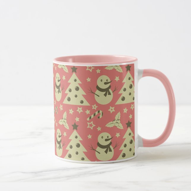 Taza Árboles de Navidad retro estrella de berry caramel (Derecha)