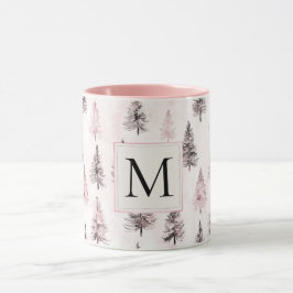 Taza Árboles de Navidad Rosas Monograma