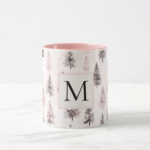 Taza Árboles de Navidad Rosas Monograma