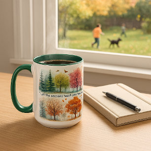Taza Árboles inspiradores de acuarela de 4 estaciones