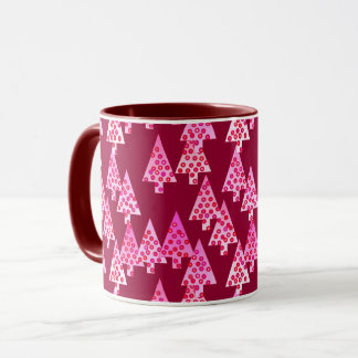 Taza Árboles modernos de Navidad de flores, vino y rosa