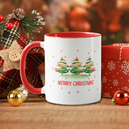 Taza Árboles navideños acuarelas - Feliz Navidad