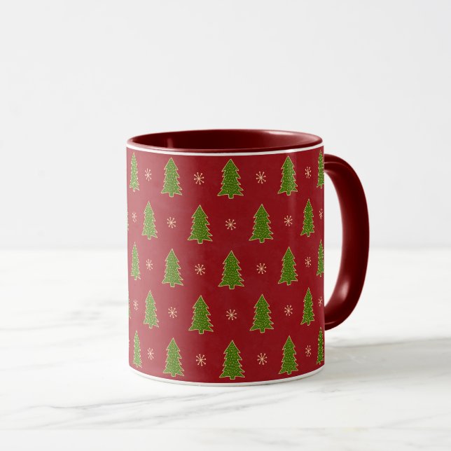 Taza Árboles navideños de oro verde rojo y falso (Anverso derecho)