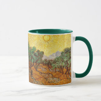 Taza Árboles olivos Bella Artes de cielo amarillo y sol